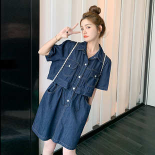 牛仔连衣裙女夏2025新款 巨好看工装 超火减龄微胖遮肚显瘦休闲裙子