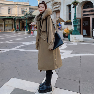 过膝棉衣外套 派克服女冬季 风衣加绒加厚棉服2025年新款 爆款 中长款