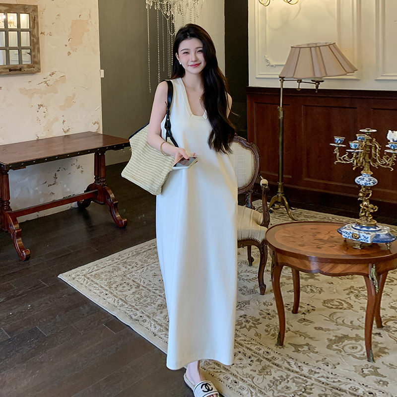 法式白色背心连衣裙女2025夏季新款绝美高级感气质高端精致宽松裙