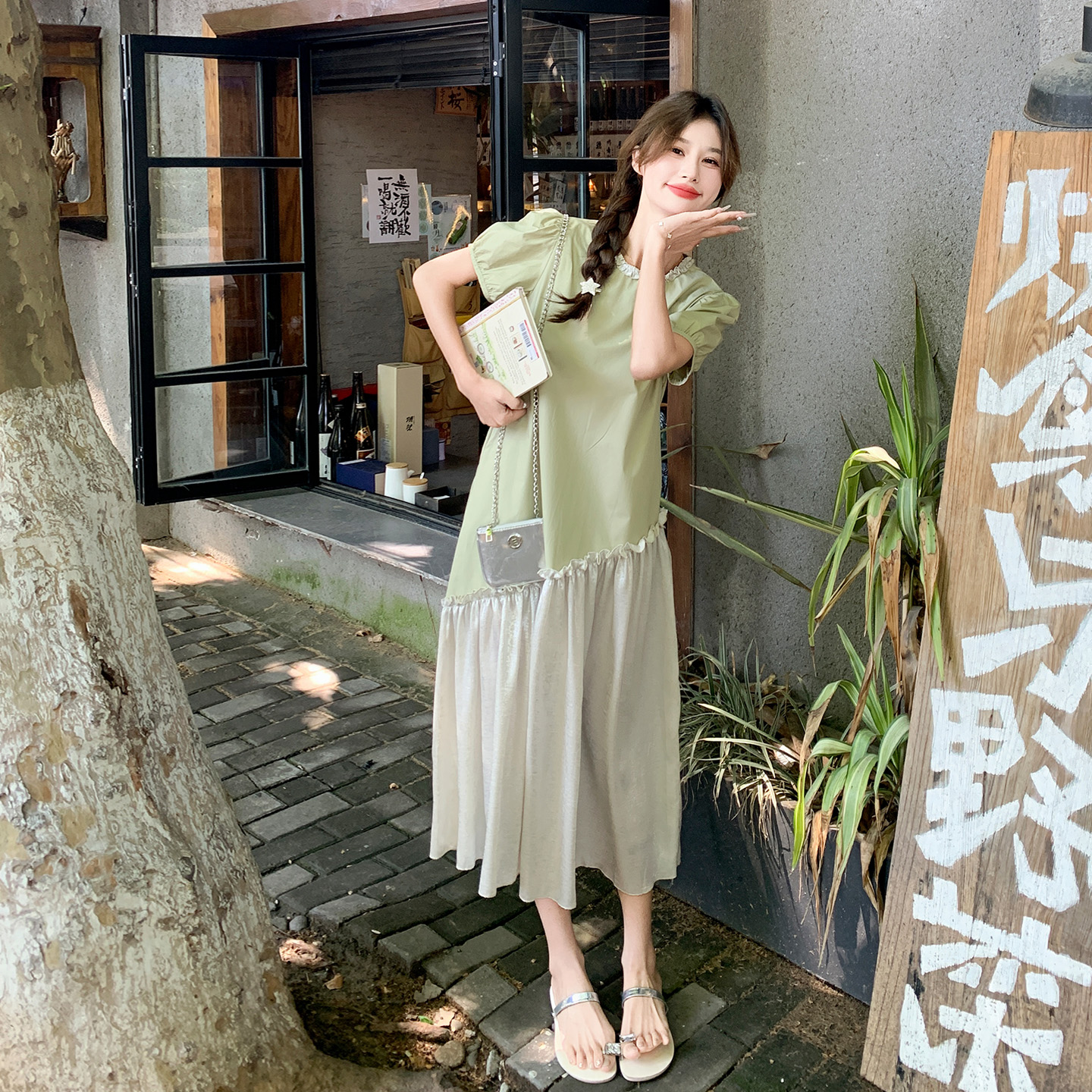 绿色超好看绝美连衣裙女夏季