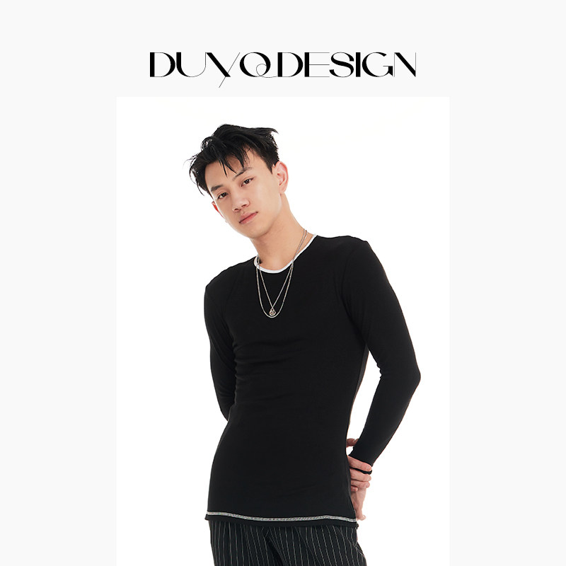 DUYQ《黑与白》男士009小圆领长袖百搭单品国标拉丁舞练功服,运动/瑜伽/健身/球迷用品,拉丁舞上装,淘宝优惠券,粉丝福利购,淘宝优惠卷