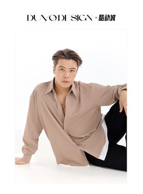 DUYQ A/W 009撞色衬衫国标男士拉丁舞练功服长袖上衣日常均可