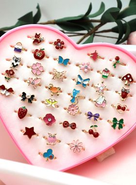 卡通合金戒指儿童混款36件盒装