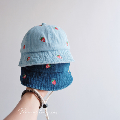 儿童水洗牛仔渔夫帽女童春秋防晒