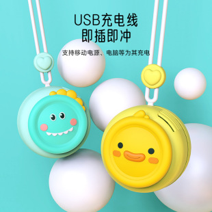 礼品logo印刷 挂脖小风扇儿童便携迷你卡通无叶手持风扇学生开学季