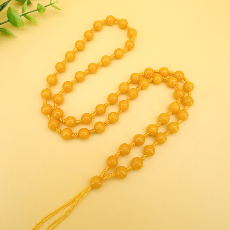 新款纯天然5A级黄龙玉圆珠挂坠绳吊坠挂绳珠子项链绳玉石男女珠链