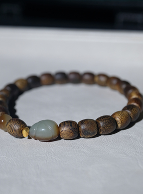 住朴奇楠沉香18K金且末料手串