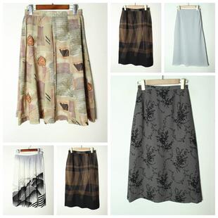 古着 大花碎花少女中长伞裙包臀半身裙 日制春夏季 Vintage