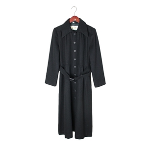 vintage日本制 高端中古复古毛领毛呢中长款混羊绒羊毛大衣外套 R