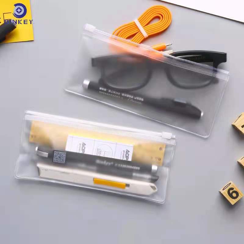 pvc拉链袋 文具尺子袋笔袋塑料收纳配件半透明磨砂包装现货广州发