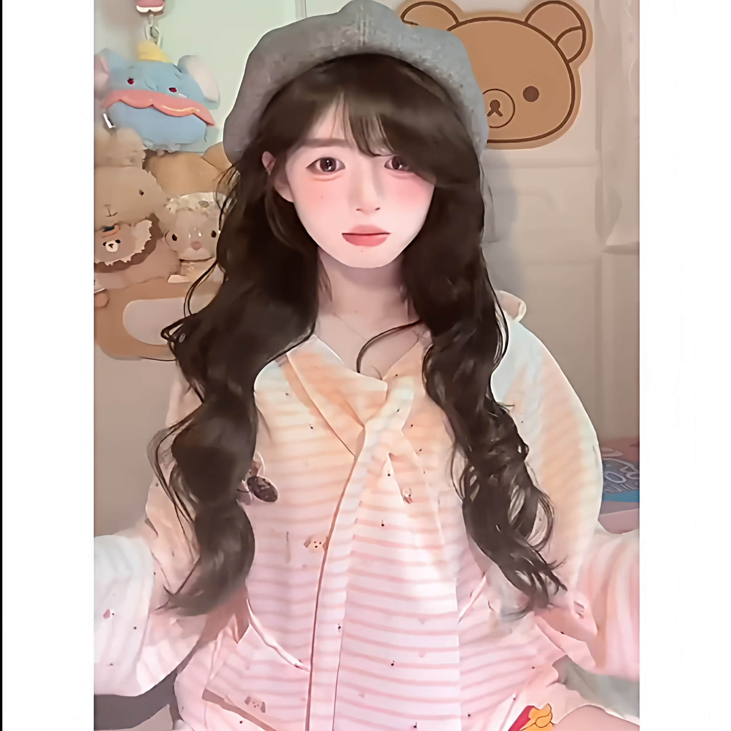 奶风少女心原创韩系条纹绑带小狗卫衣秋季奶呼呼可爱慵懒风帽衫