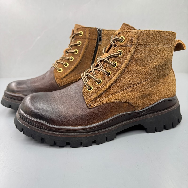 捡漏高端外贸单男靴新款拼接时尚厚底马丁靴复古工装靴美式机车靴,流行男鞋,马丁靴,淘宝优惠券,粉丝福利购,淘宝优惠卷