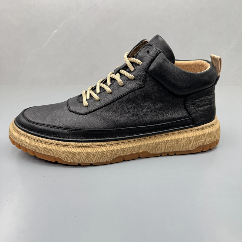 真皮男鞋新款系带马丁靴高帮鞋