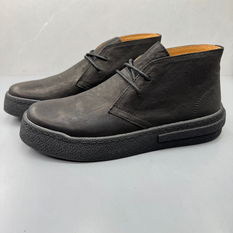 圆头男短靴系带厚底系带马丁靴