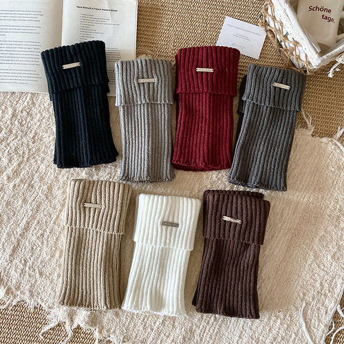 袜套女秋冬翻边金属标堆堆袜复古加厚保暖针织毛线美拉德y2k腿套