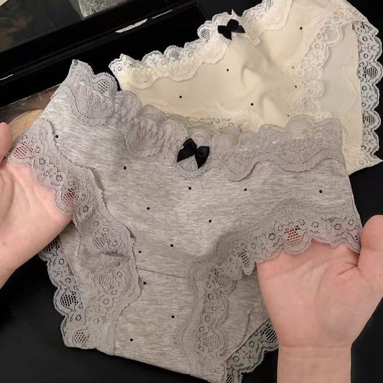 a类纯欲性感纯棉中腰四季简约全棉裆波点蕾丝边透气夏内裤女,女士内衣/男士内衣/家居服,男三角内裤,淘宝优惠券,粉丝福利购,淘宝优惠卷