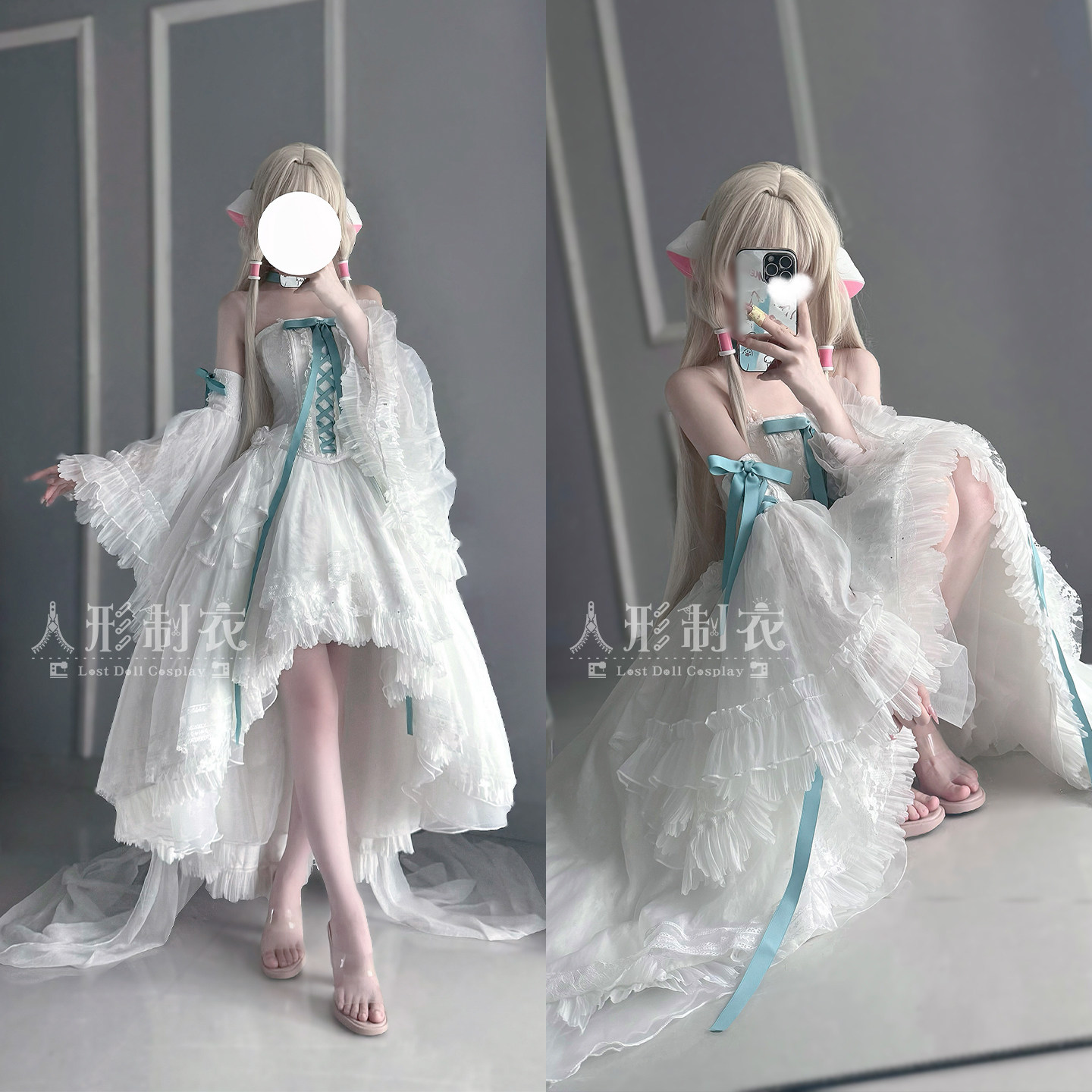 小叽封面洋装cos女纯白花嫁婚纱
