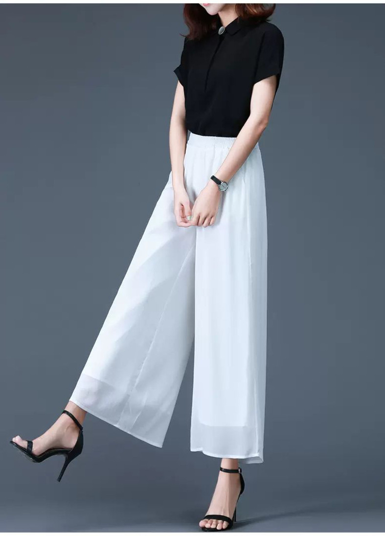 夏季百搭雪纺阔腿裤女垂感宽松高腰长裤中国汉服衬裤奥黛打底裤子