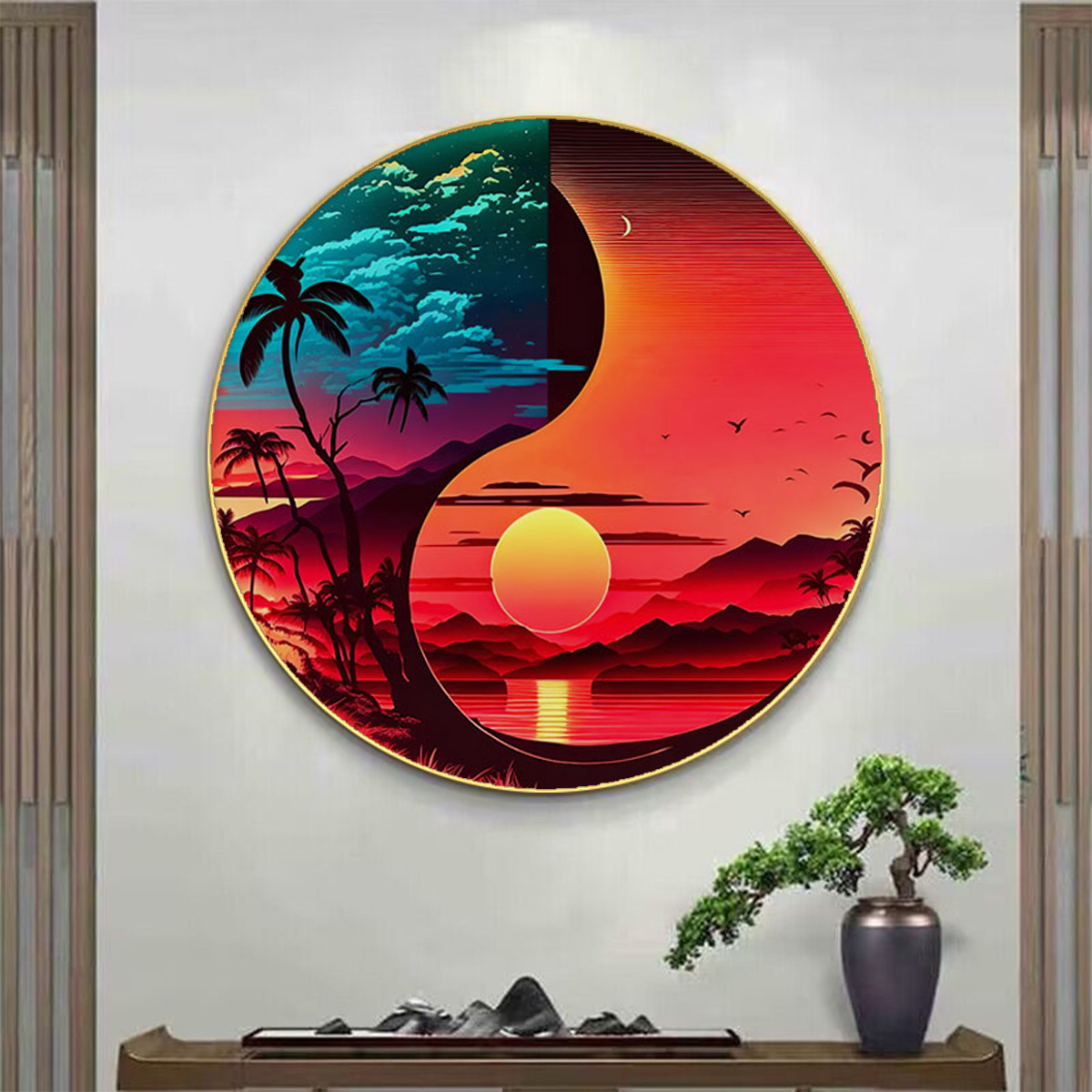 易经周易先天五行八卦图装饰画道家太极阵圆形中堂风水镇宅挂画