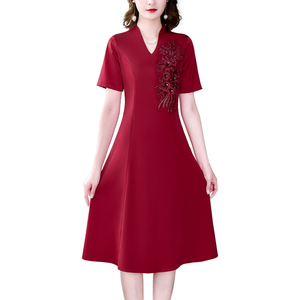 RM5731#喜婆婆婚宴服夏季高贵年轻款夏季婚礼高端醋酸缎改良旗袍妈妈礼服