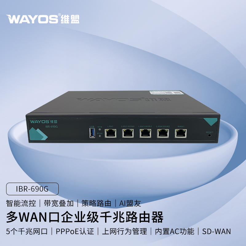 WAYOS维盟IBR-690G多WAN口智能QOS上网行为管理出租屋PPPOE认证网吧商用酒店公寓wifi覆盖企业级千兆路由器 网络设备/网络相关 普通路由器 原图主图