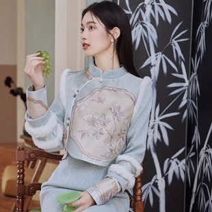 冬季旗袍秋冬款拜年服秋冬中式女装中国风冬装新年过年新中式套装