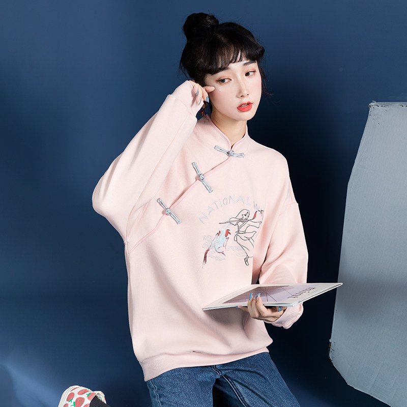 汉服女国风改良旗袍上衣唐装女春款中国风女装中式盘扣新中式卫衣