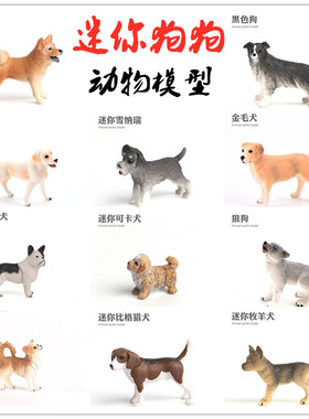 儿童礼物仿真迷你狗狗玩具模型金毛犬斗牛犬雪纳瑞吉娃娃狼狗猎犬