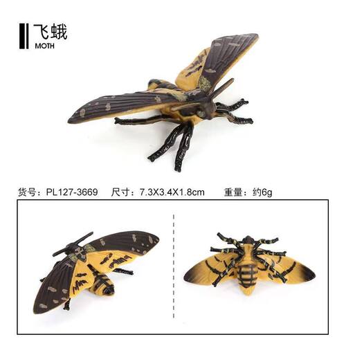 儿童仿真野生动物玩具模型科教认知造景摆件昆虫月神蛾飞蛾大蚕蛾
