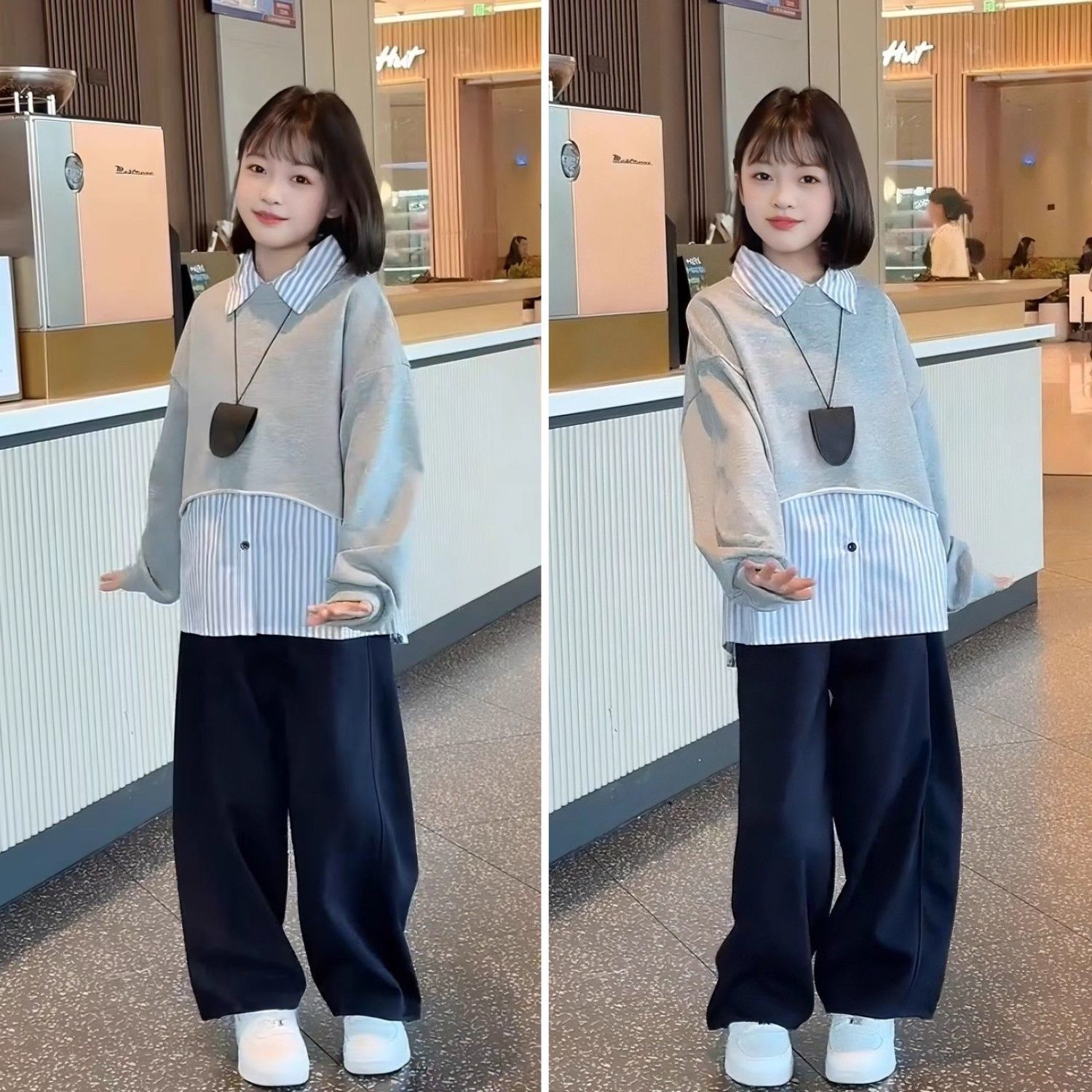 韩系假两件衬衫卫衣套装优惠