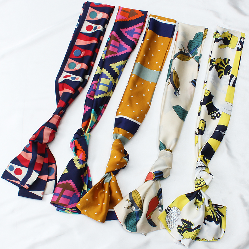 小长条窄丝巾女百搭春秋季冬季围脖子装饰长款薄围巾方巾韩国领巾