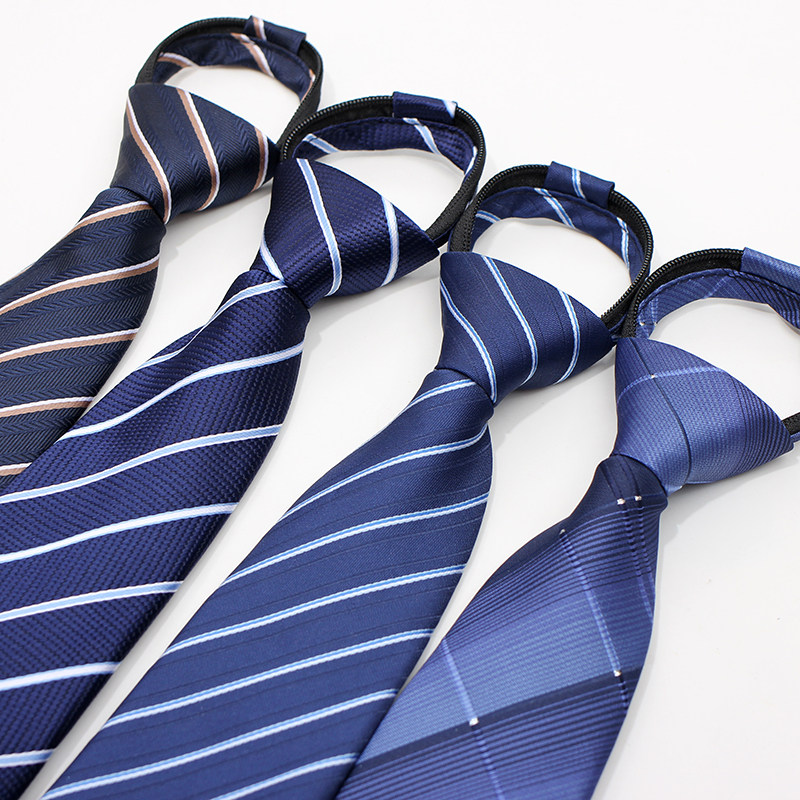 男士正装拉链领带男商务一拉得衬衫上班职业懒人易拉得拉链式黑色