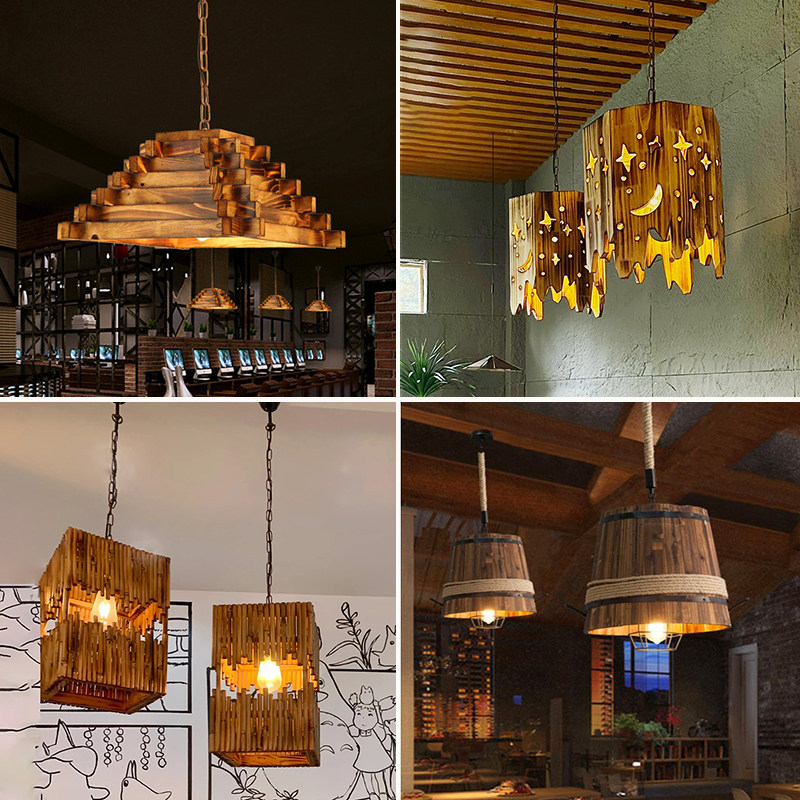 工业风竹艺吊灯美式乡村复古吧台民宿火锅服装店茶楼照明温馨吊灯