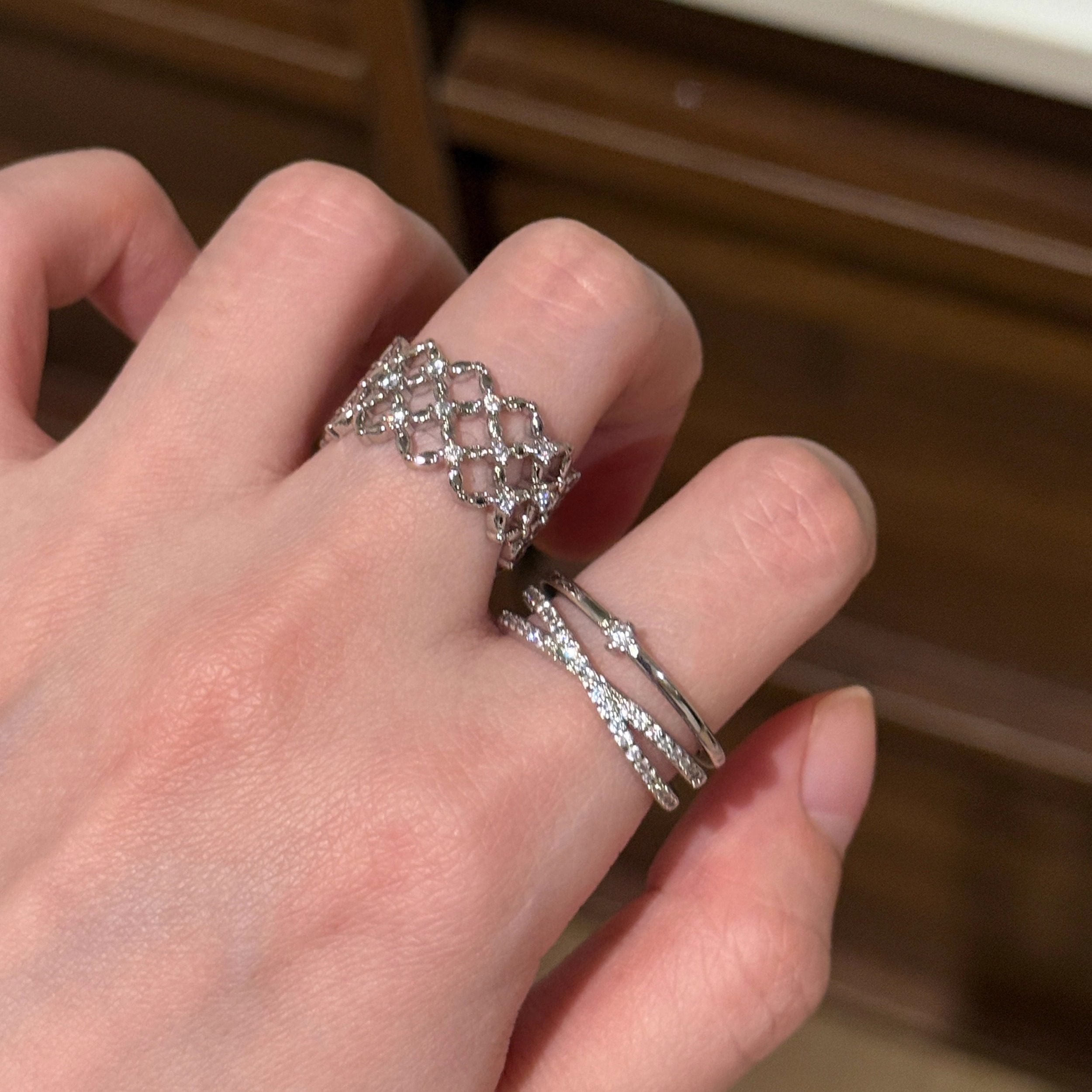 店主怒推！轻奢爆闪爱心锆石精致戒指女ins冷淡风小众设计指环潮