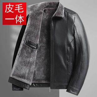 加绒加厚防寒皮夹克男款 冬季 保暖衣 皮衣外套男士 中老年爸爸装