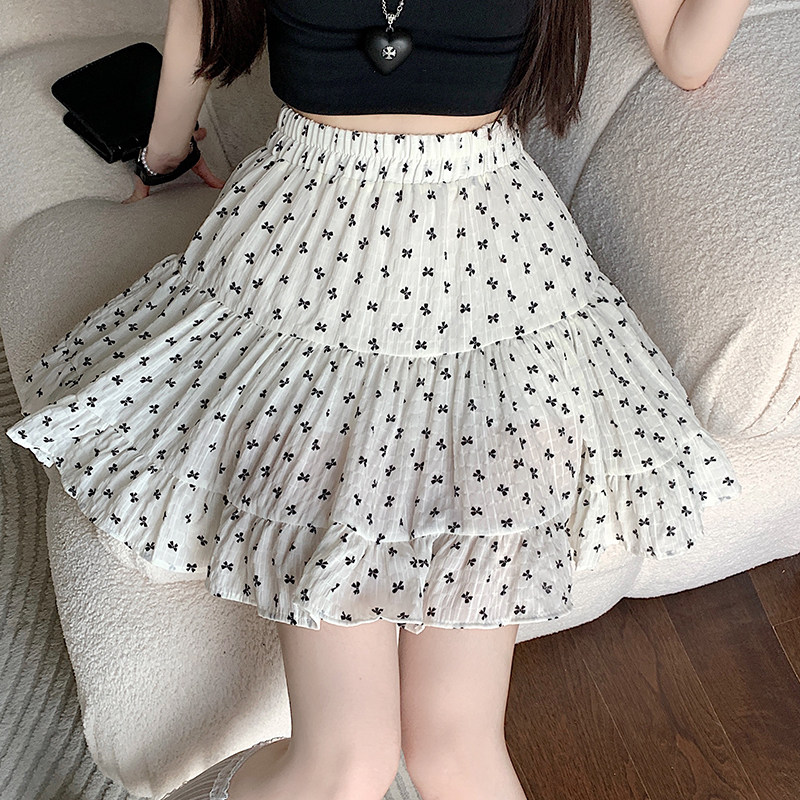 实拍 法式拼接碎花裙子女2025新款夏季蝴蝶结印花雪纺裙显瘦短裙