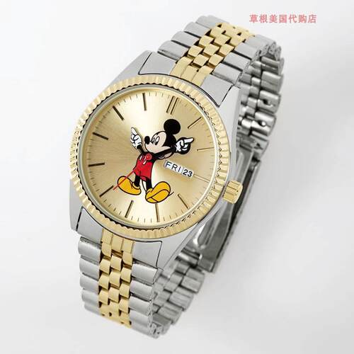 代购迪士尼Disney卡通动漫手表男女士间金钢带米奇时尚腕表MK8185