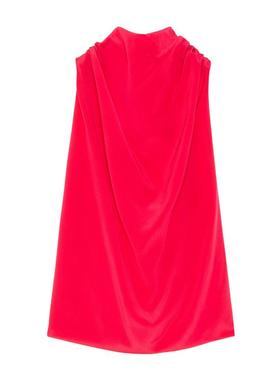 代购LANVIN浪凡女士上衣显瘦修饰红色丝绒日常约会无袖爆款优雅