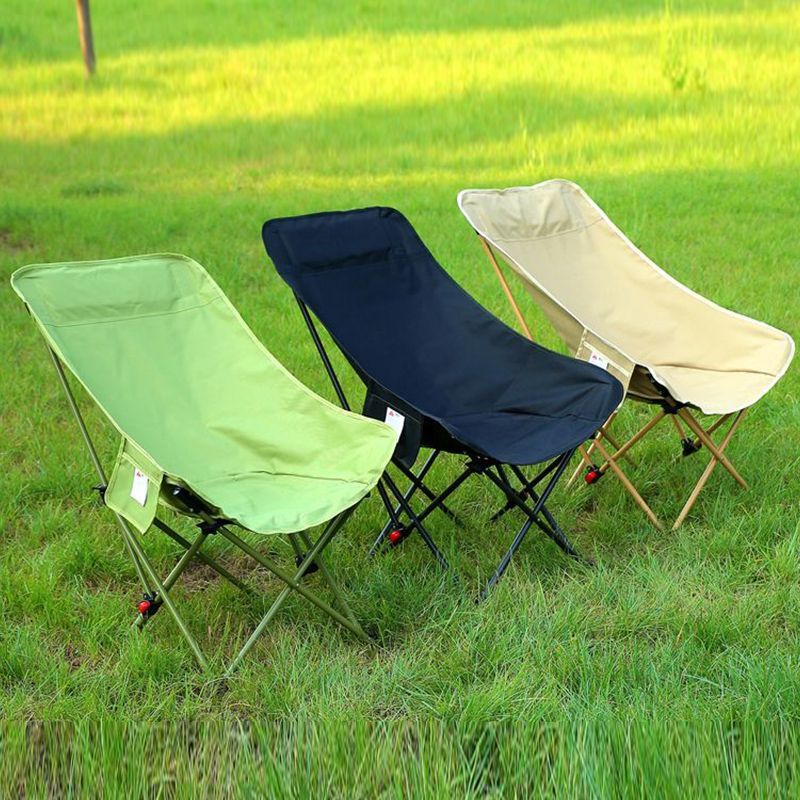 户外折叠椅加高月亮椅可调节露营椅子便携式躺椅沙滩钓鱼野餐椅凳