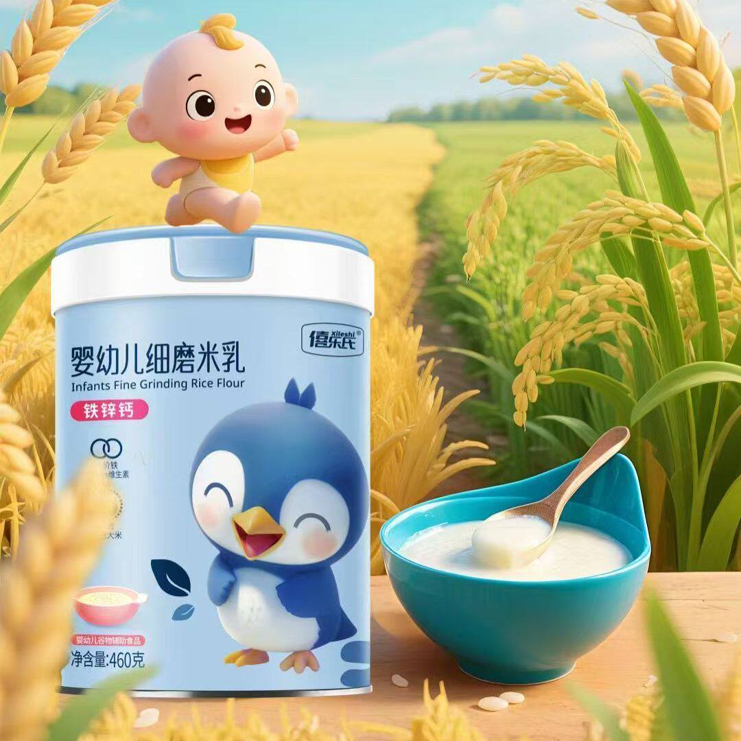 喜乐氏婴儿细磨米乳米粉婴儿辅食米糊宝宝钙铁锌正品460g罐装