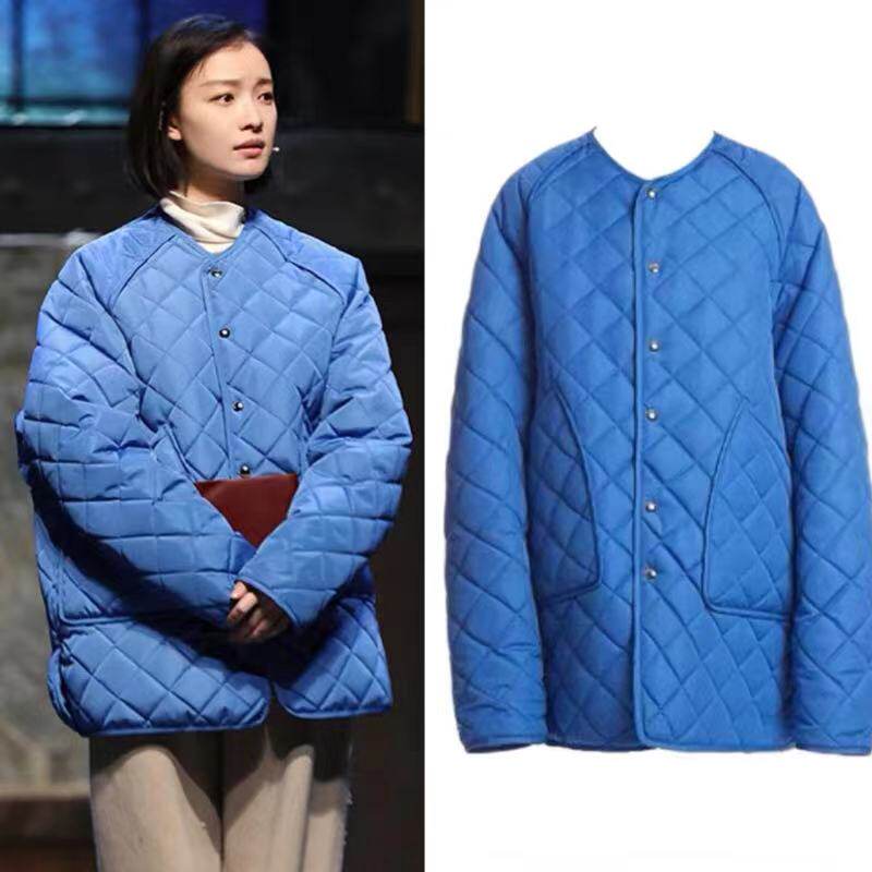 辛芷蕾倪妮同款季菱格棉服外套