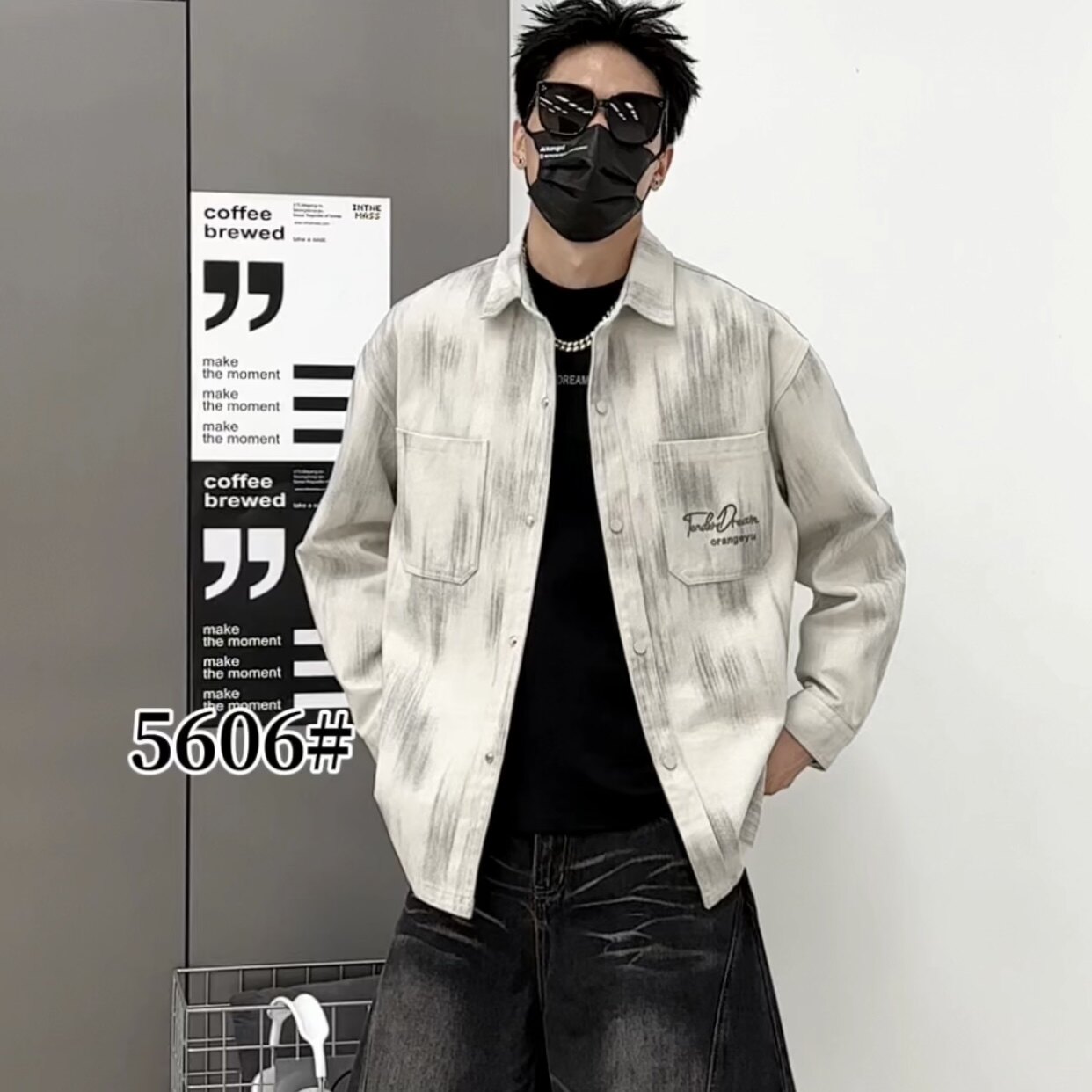 工装衬衫秋季扎染时尚潮流青春流行宽松痞帅高品质衬衣夹克外套