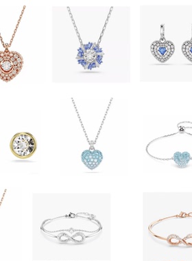 水晶渐变蓝爱心项链锁骨链新款