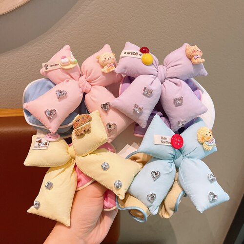 女童卡通水钻充棉蝴蝶结大肠发圈