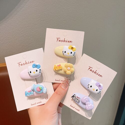 新款KT猫可爱女童刘海侧边夹套装