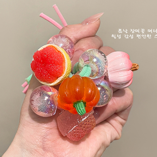 可爱水果造型儿童发圈女创意彩色头绳扎头发饰品马卡龙 木林槿新款
