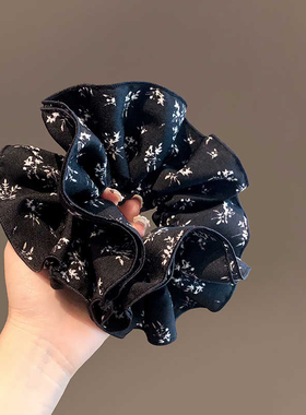 卡雪韩国东大门新款小碎花蕾丝大肠圈花苞感后脑勺丸子头盘发发绳