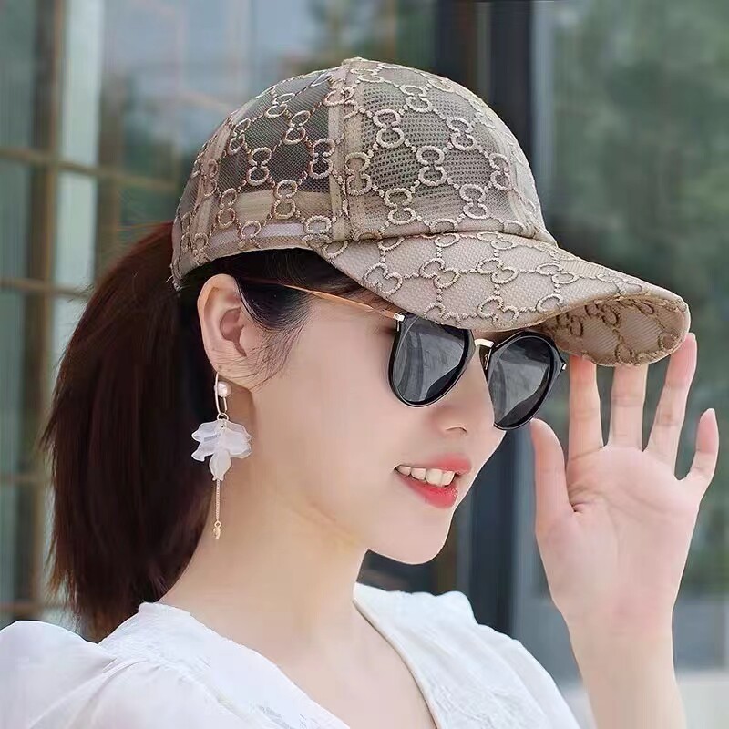 太阳帽子蕾丝欧根纱刺绣夏季