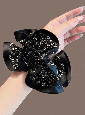 法式高级感碎花大肠圈复古发圈女2025新款扎马尾皮筋头绳头花发饰