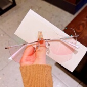 渐变无框腮红眼镜女纯欲素颜神器近视可配度数大框潮防辐射抗蓝光